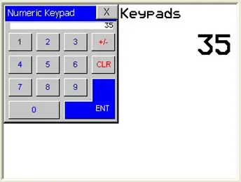 Popup Keypad in Simulation MAPware-7000 Popup Keypad in Simulation mode, showing when numeric entry object clicked.