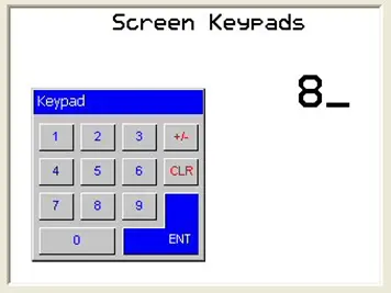 Entry Mode Screen keypad showing "entry mode", blinking the last digit of the numeric object with an underline.