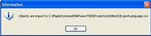 MAPware-7000 Import Confirmation Dialog window