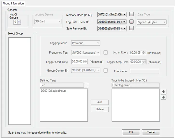 External Data Logger Window MAPware-7000 External Data Logger Configuration Window