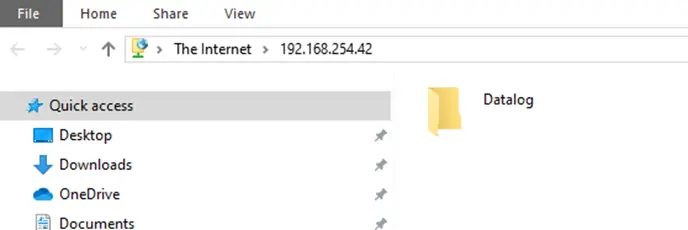 FTP content Screenshot showing Data log folder of the USB drive connected to the HMC via the FTP server