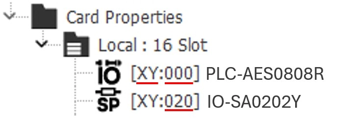 PLC-AES0808R and IO-SA0202Y listed in the Card Properties section of the left window in MapleLogic