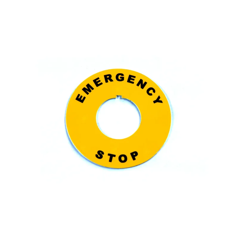 Maple Systems Emergency Stop Legend Plate makes it easier to navigate to the E-Stop in an urgent situation.