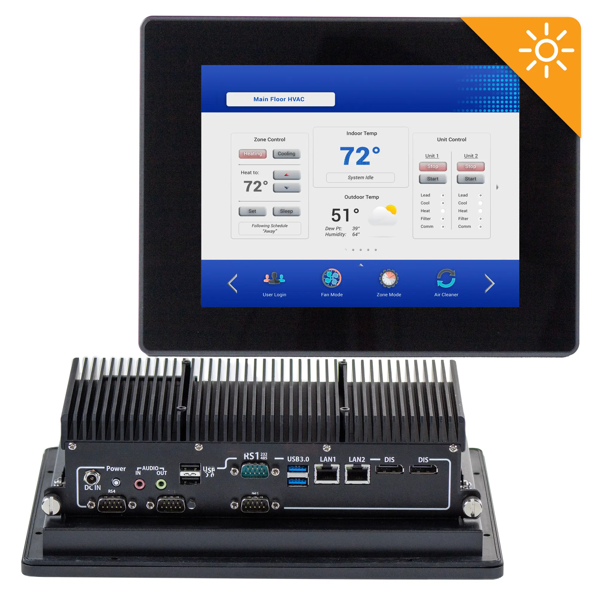 Maple Systems PC1410APH High Brightness10.4" Industrial Panel PC with Intel Alder Lake-N N97 Processor - Combo View