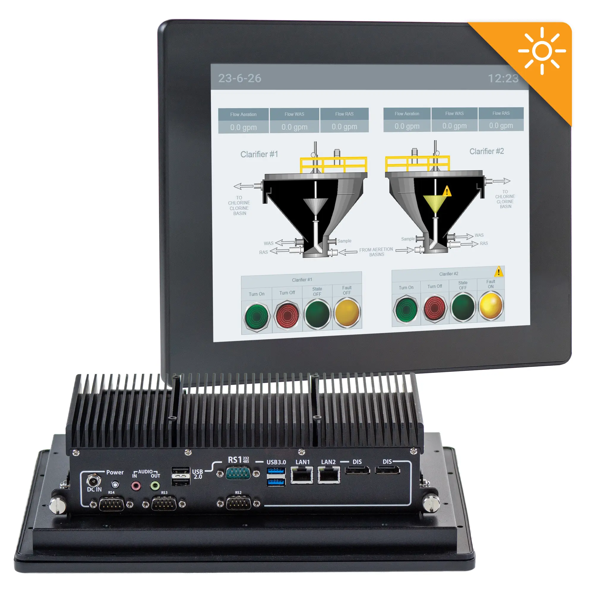 Maple Systems PC1412APH High Brightness 12.1" Industrial Panel PC with Intel Alder Lake-N N97 Processor - Combo View