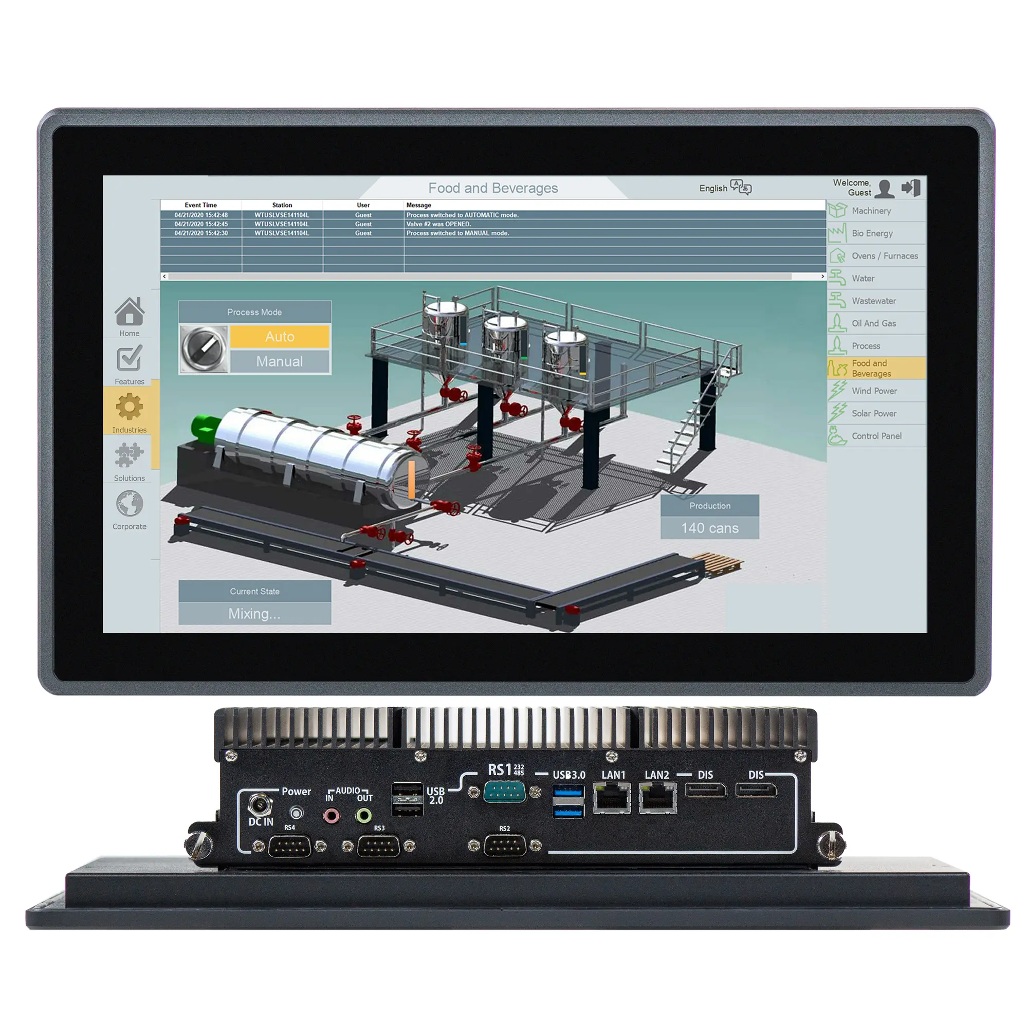 Maple Systems PC1416AP 15.6" Industrial Panel PC with Intel Alder Lake-N N97 Processor - Combo View