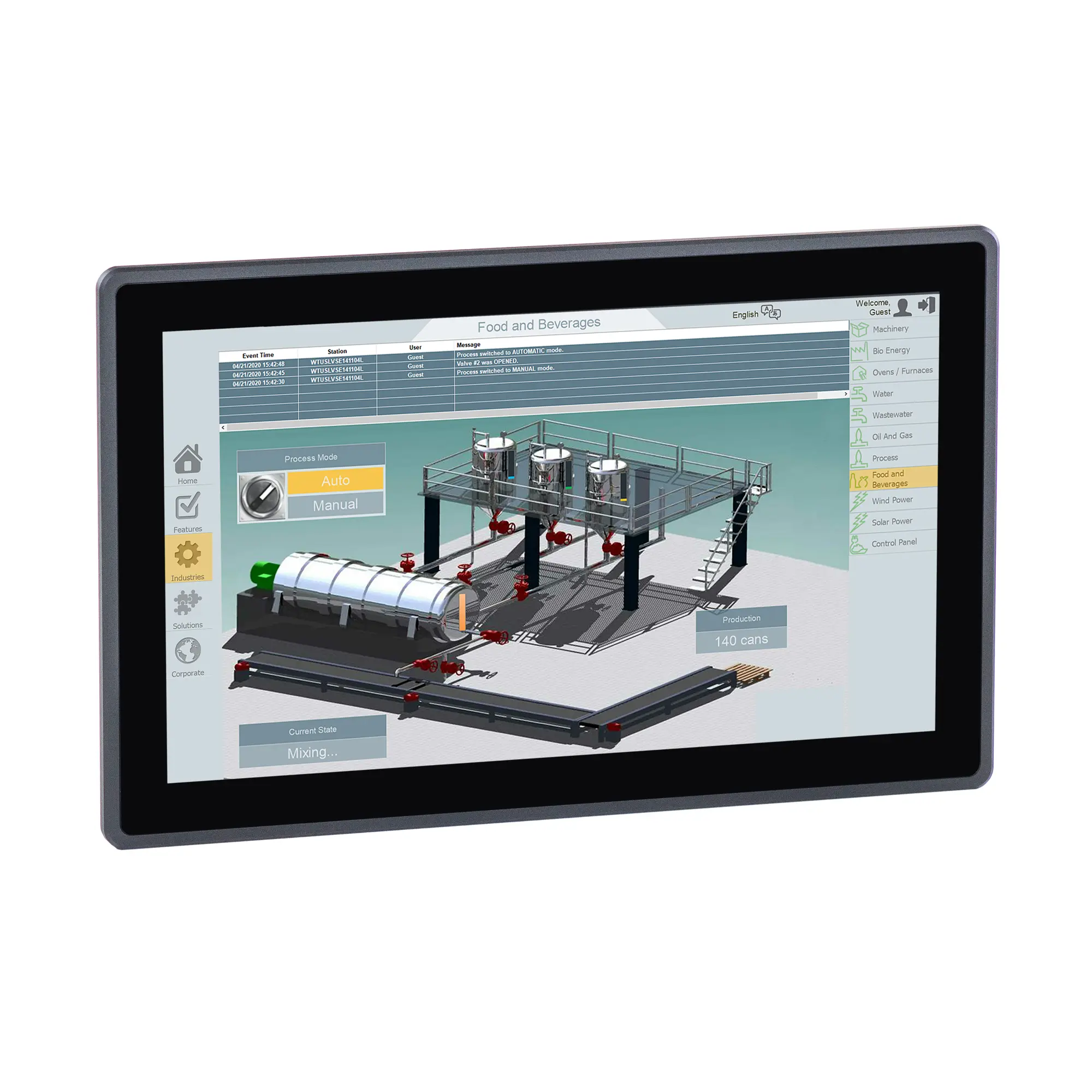 Maple Systems PC1416APH High Brightness 15.6" Industrial Panel PC with Intel Alder Lake-N N97 Processor - Front Side View