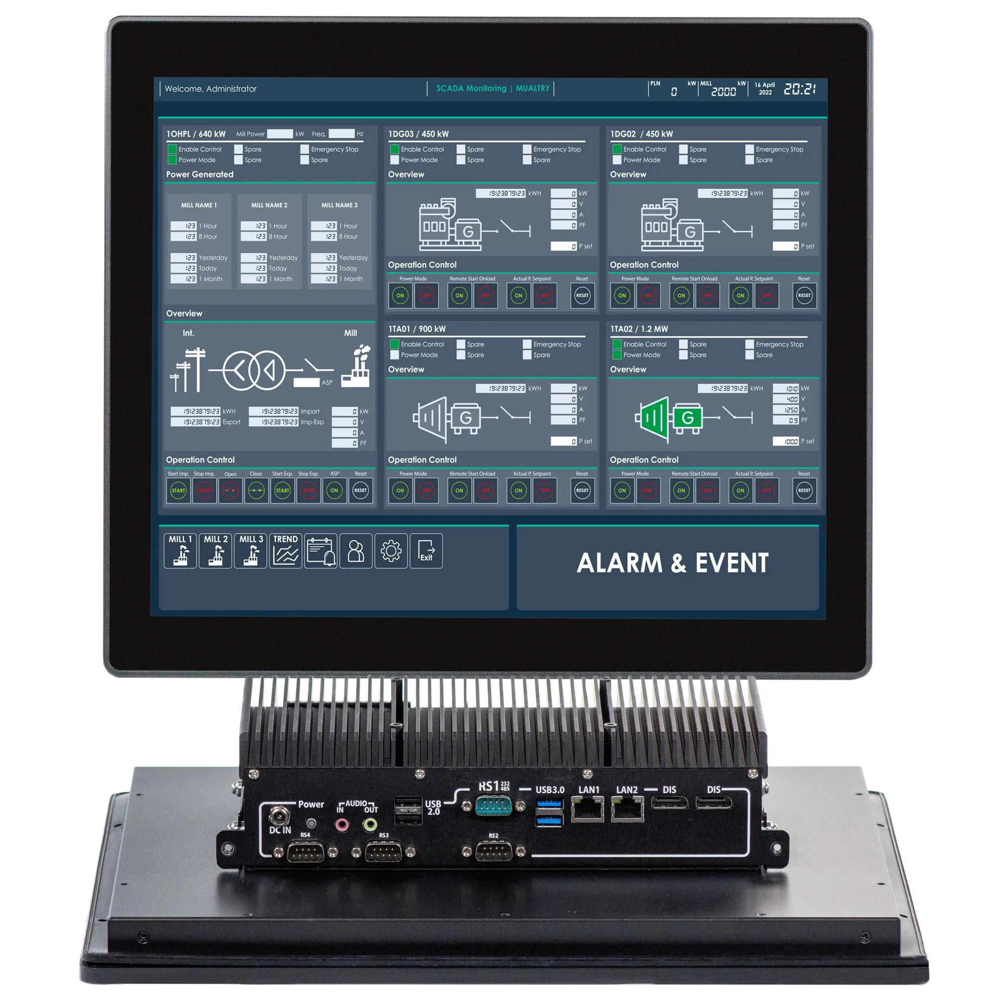 Maple Systems PC1417AP 17" Industrial Panel PC with Intel Alder Lake-N N97 Processor - Combo View