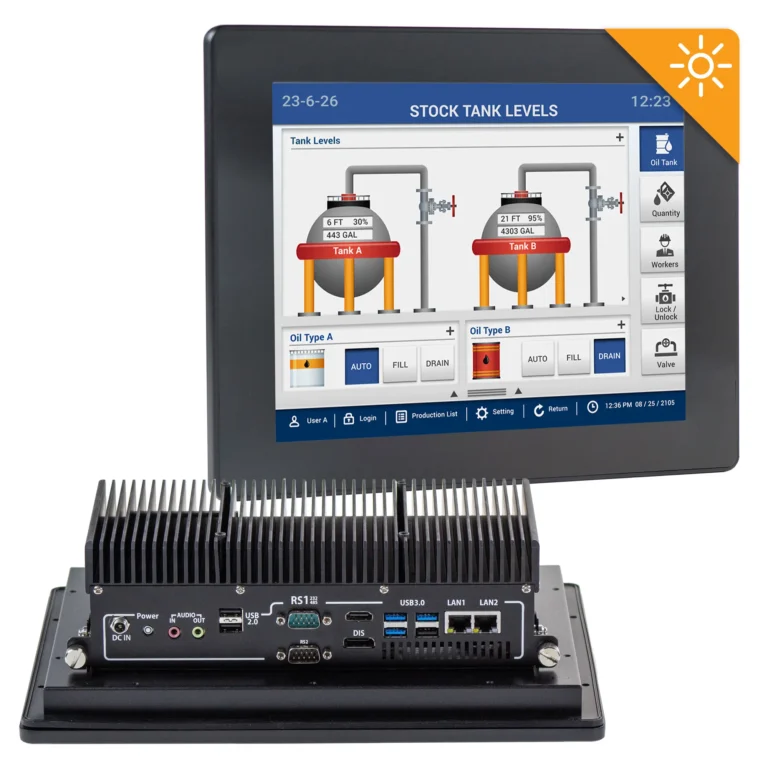 Maple Systems PC1512APH High Brightness 12.1" Fanless Panel PC with Intel® Core™ Ultra CPU and up to 64GB RAM - Combo View