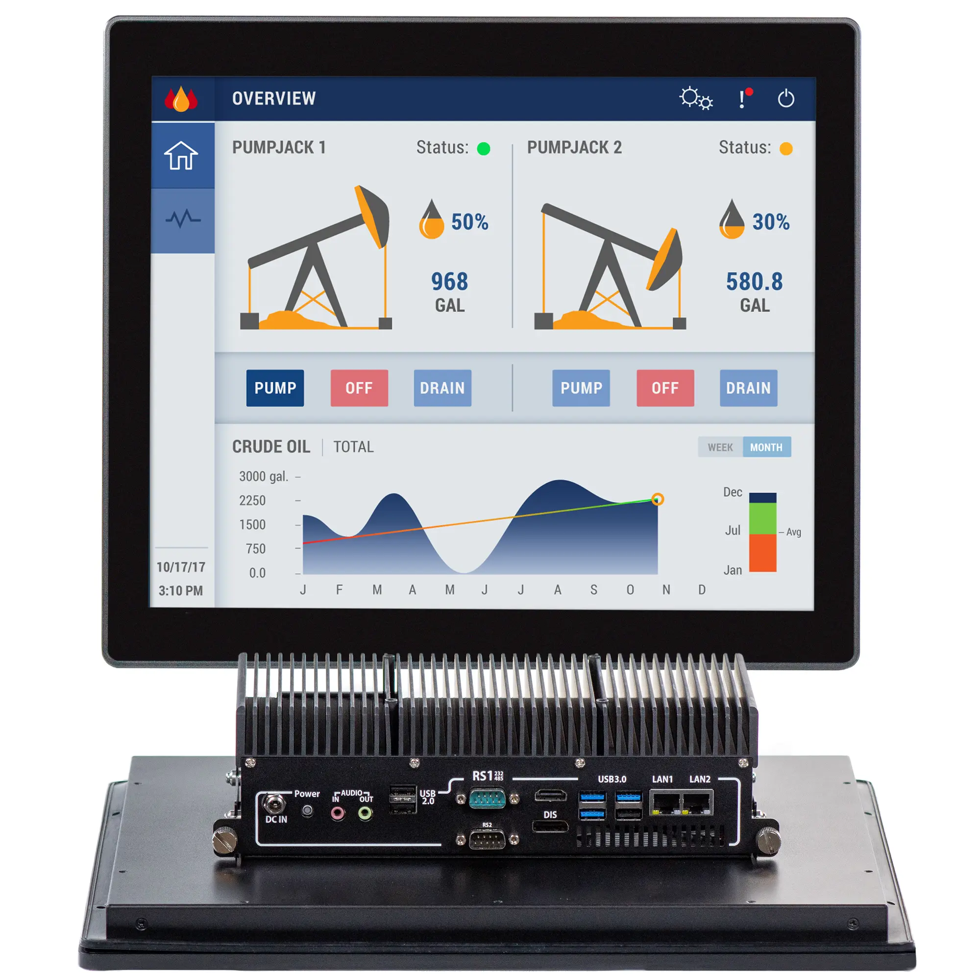 Maple Systems PC1517AP 17" Fanless Panel PC with Intel® Core™ Ultra CPU and up to 64GB RAM - Combo View