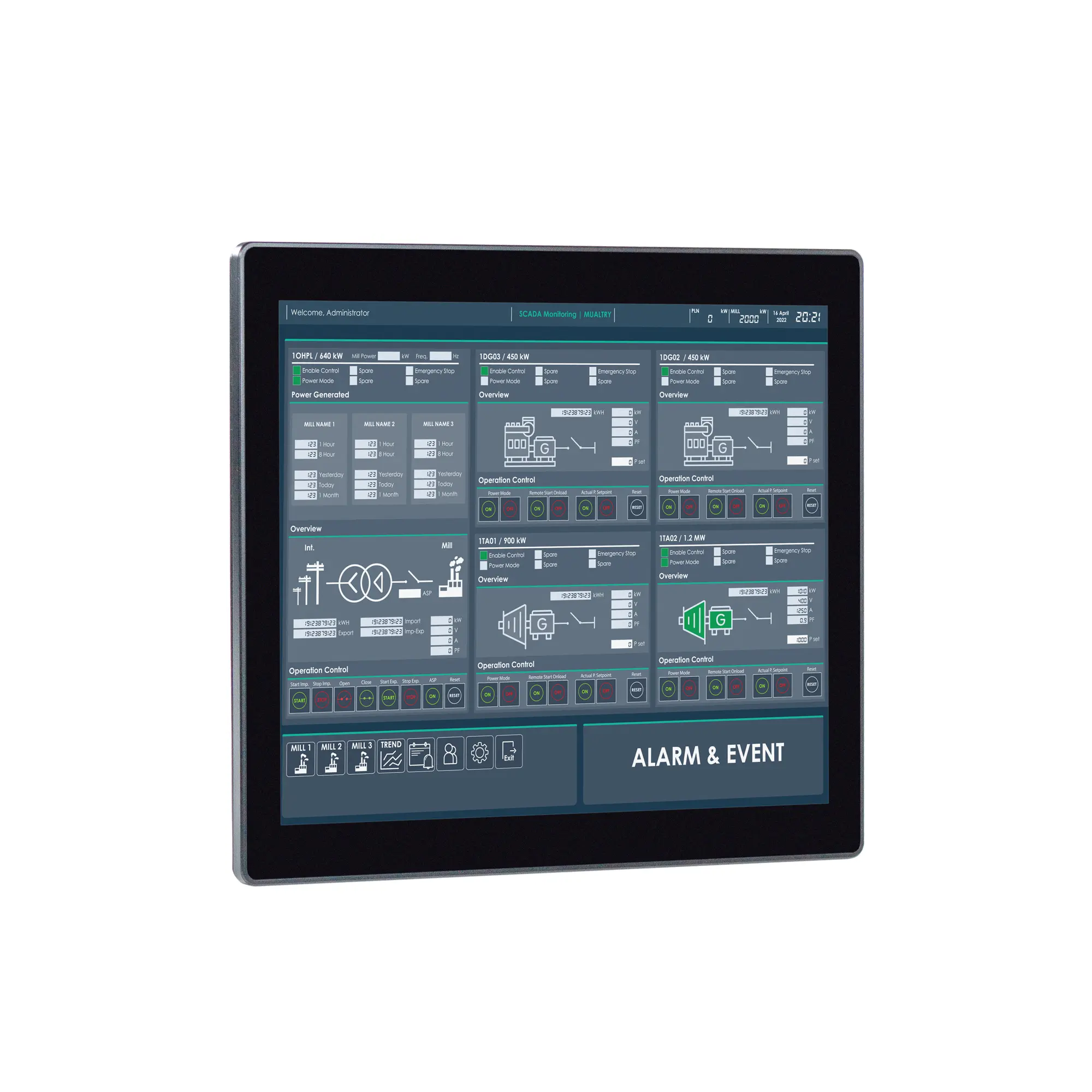 Maple Systems PC1517AP 17" Fanless Panel PC with Intel® Core™ Ultra CPU and up to 64GB RAM - Front Side View