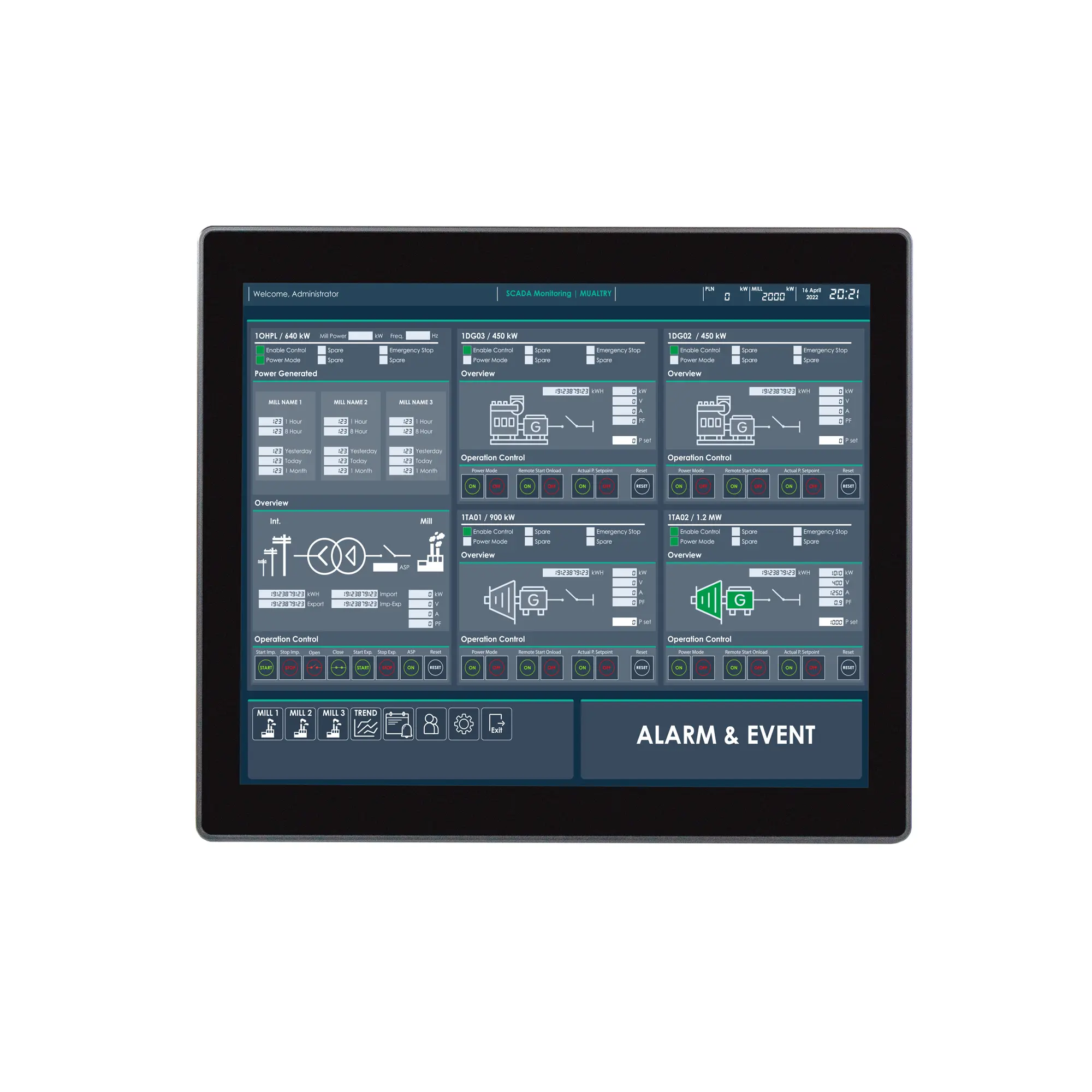 Maple Systems PC1517APH High Brightness 17" Fanless Panel PC with Intel® Core™ Ultra CPU and up to 64GB RAM - Front View
