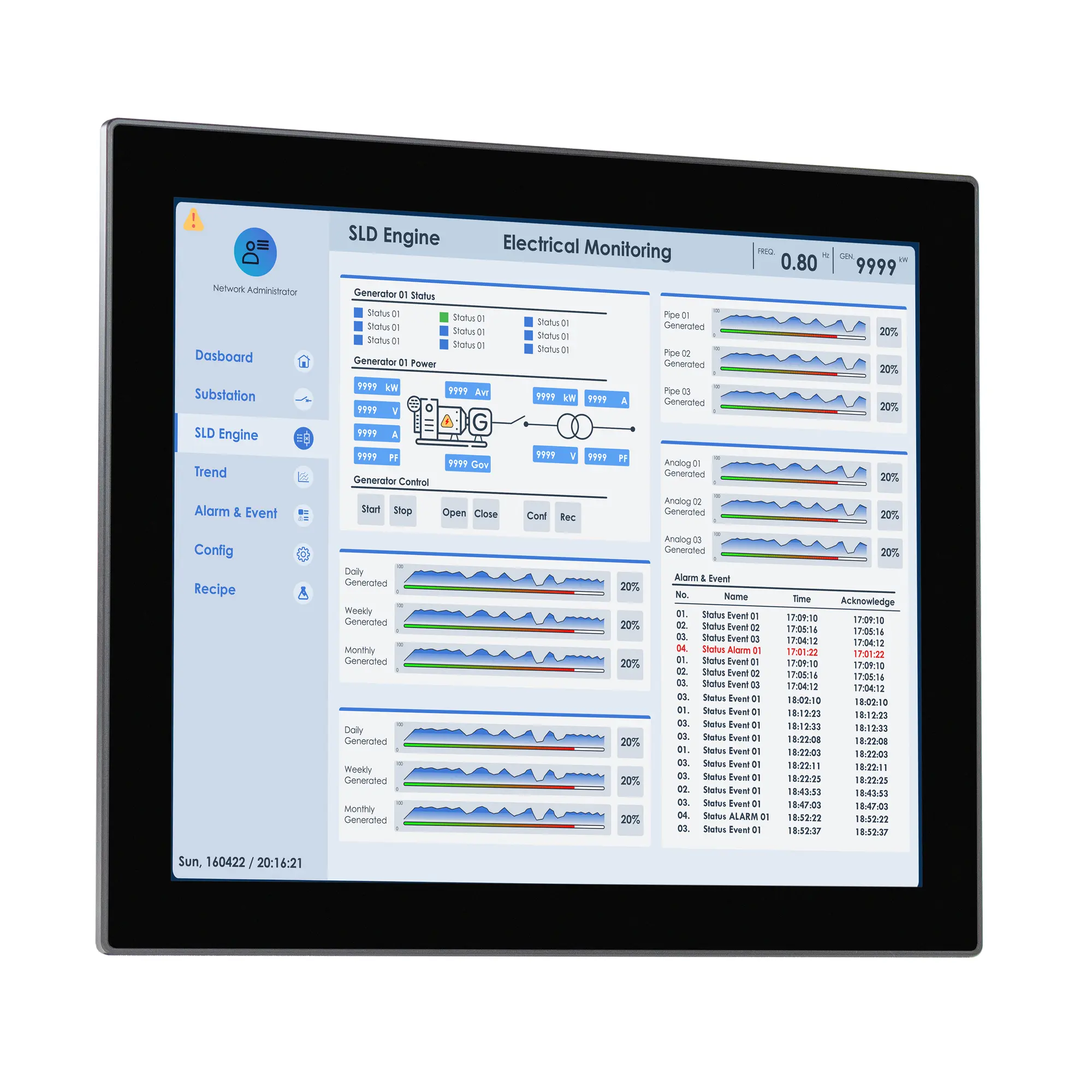 Maple Systems PC1519AP 19" Fanless Panel PC with Intel® Core™ Ultra CPU and up to 64GB RAM - Front Side View