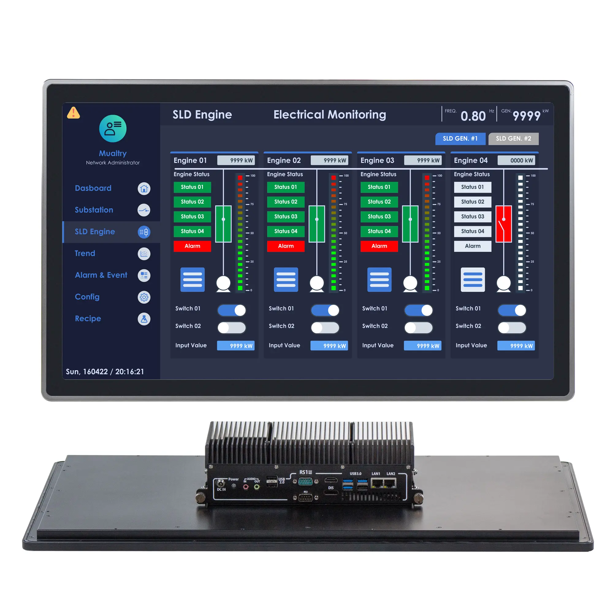 Maple Systems PC1527AP 27" Fanless Panel PC with Intel® Core™ Ultra CPU and up to 64GB RAM - Combo View