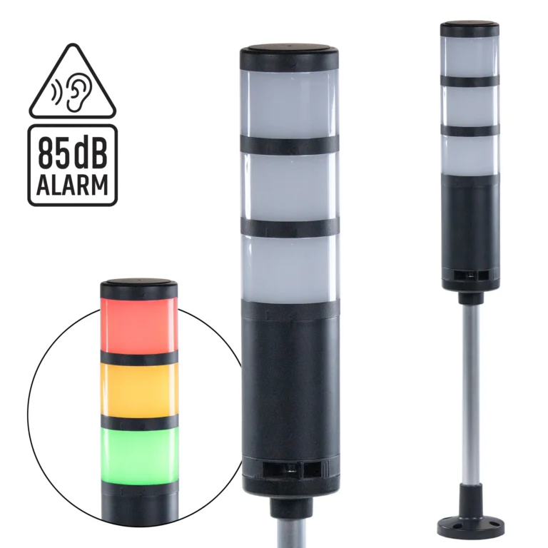 Maple Systems TL160P2BF-3 Pole Mount, 3 Tier, Signal Tower Light with Alarm.