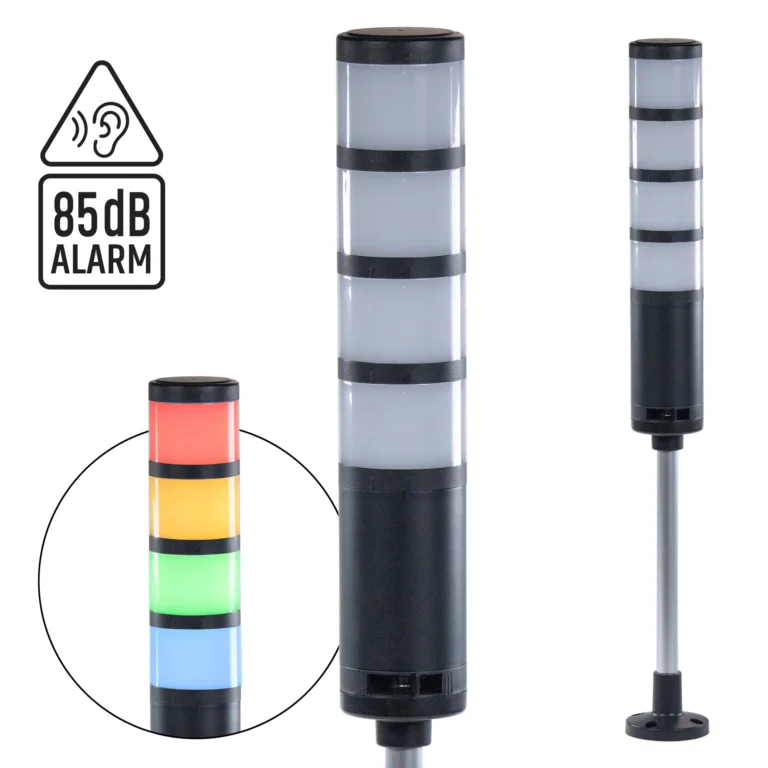 Maple Systems TL160P2BF-4 Pole Mount, 4 Tier, Signal Tower Light with Alarm.