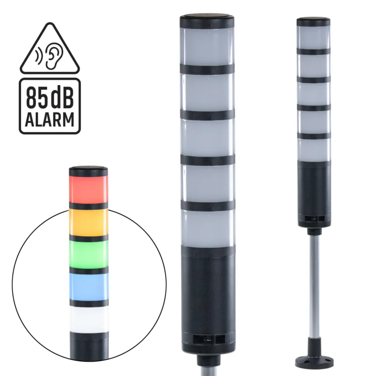 Maple Systems TL160P2BF-5 Pole Mount, 5 Tier, Signal Tower Light with Alarm.