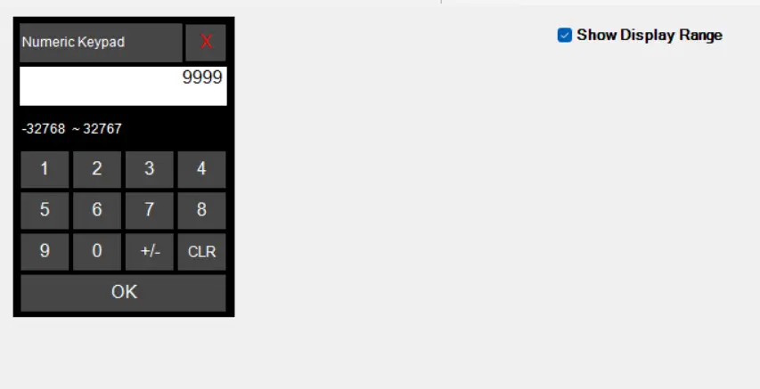 MAPware: Keypad options for an HMC4000 A Screenshot of the Numeric Keypad window in MAPware-7000, demonstrating the single option for keypads on the HMC4000