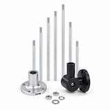 Various accessories (poles and pole mounting hardware) for industrial direct mount and pole mount tower lights