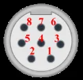 8-pin circular DIN connector pinout for IAI PCON-C/42PI serial communication port, pins numbered 1 through 8.