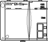 Front view of Hitachi EH-150 CPU unit showing port locations and power supply.