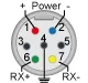 Circular connector for Heng Yuan EU Series showing Power+, Power−, RX+, and RX− pin assignments.