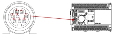 8-pin Mini-DIN connector face diagram showing pin positions numbered 1 through 8 from the soldering point perspective.
