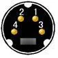 4-pin circular DIN connector for Haiwell PLC RS-232 serial port with pins numbered 1 through 4.