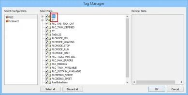 EasyBuilder Pro Tag Manager Select Tags EasyBuilder Pro Tag Manager dialog showing a tag list with checkboxes for selecting tags to import.
