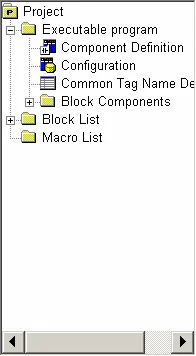 WideField project tree panel showing the Configuration node under Executable program.