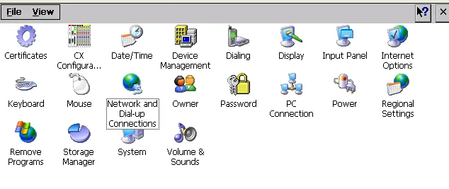 CERHOST Control Panel showing system icons including Certificates, CX Configuration, Date/Time, Network and Dial-up Connections, and other settings.
