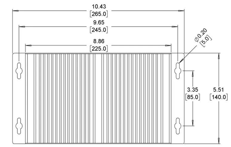 IPC2200 Series Dimensional Outline Dimensional outline for wall mounting a Maple Systems IPC2200 Series Industrial Box PC