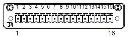 IPC2400 Series DIO Connector Illustration of the 16-pin Digital Input/Output connector on IPC2400 Series Box PC.