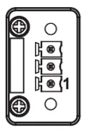 IPC2400 Series Power Connector Illustration of the IPC2400 Series Box PC Power Connector Terminal Block, with Pin 1 noted