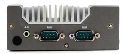 IPC2610A Side Panel View Side panel view of the IPC2610A showing audio port and two serial communication ports for industrial device connectivity.