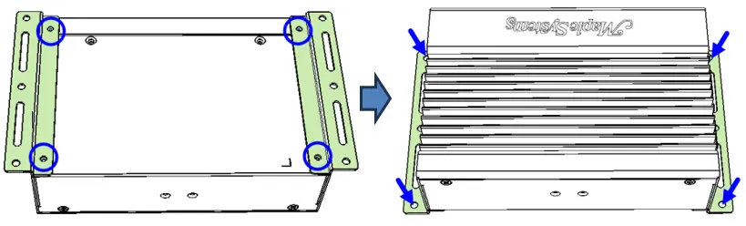 IPC2610A Wall Mounting Bracket Installation Line illustration depicting installation of the Wall-Mount brackets for an IPC2610A.