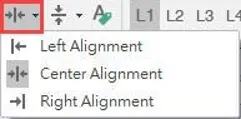Horizontal text alignment repsective to the object outline.