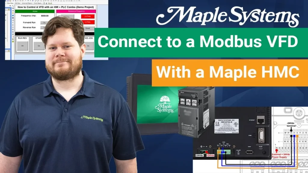 Watch as we walk through How to connect a Maple Systems HMI + PLC (HMC) to a Modbus VFD