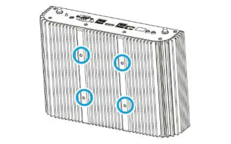 IPC2550 VESA Mount Option Illustration of heatsink location of M4 threaded standoffs for VESA mounting IPC2550C
