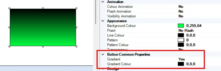 MAPware-7000 Gradient demonstration A screenshot showing a rectangle in MAPware-7000 with a gradient between green and black
