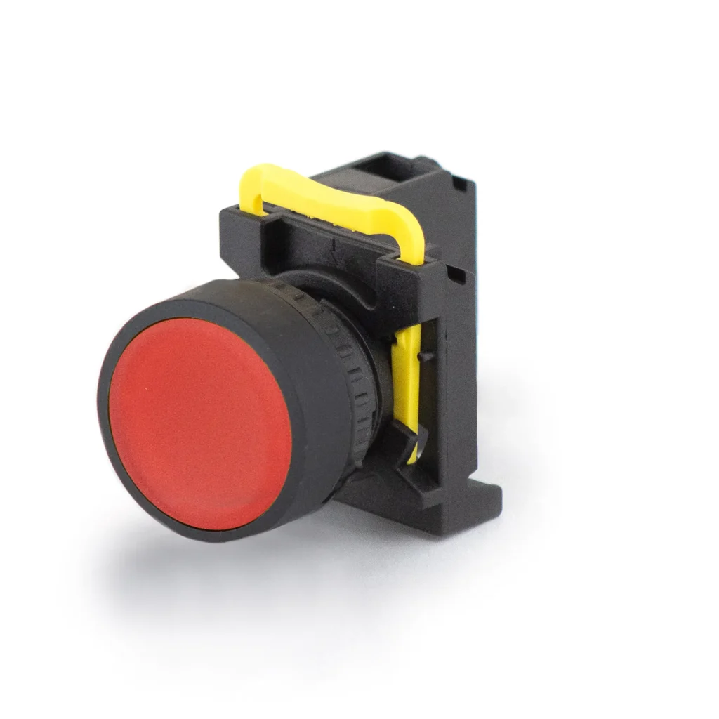 Maple Systems Pushbuttons - non-illuminated, Momentary, Flat, Plastic, Red - PBS111CP22R-01
