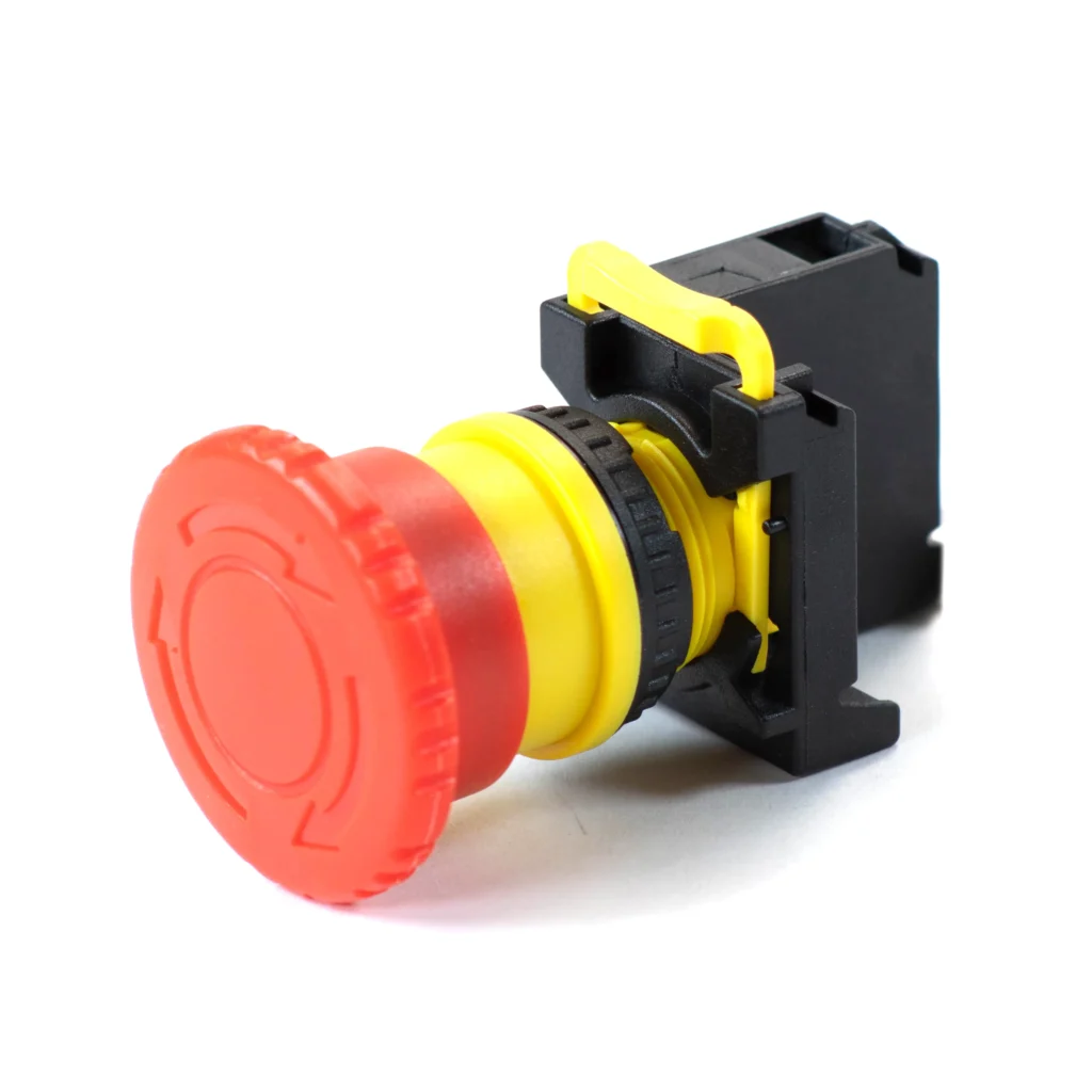 Maple Systems Pushbuttons, E-Stop, Latching. Knurled Mushroom Head, 40mm, Plastic, Red, PBS113GP22R-01