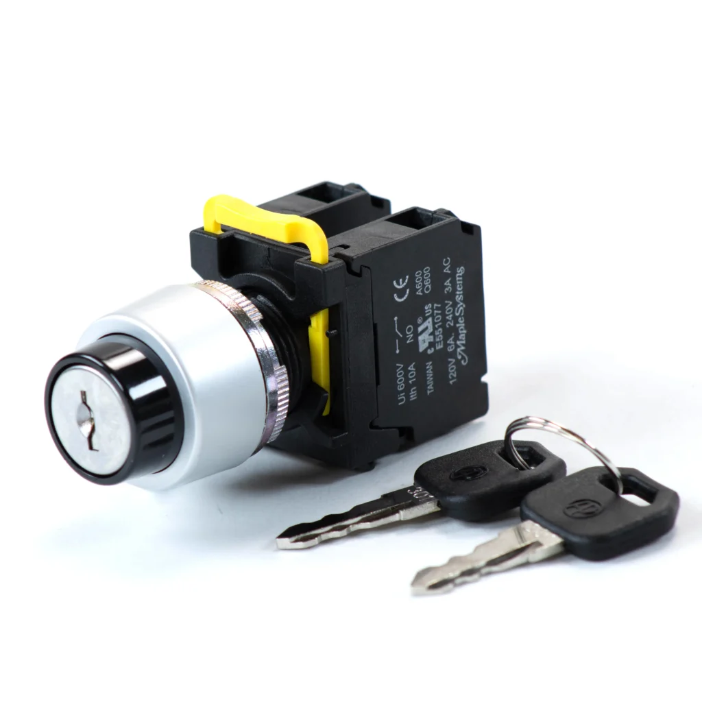 Maple Systems Pushbuttons Non-Illuminated, 3POS Keyed Selector Switch-Drawable, Metal, PBS115SM22N-20