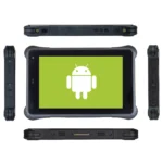 Maple Systems RT1308B, 8.0" Rugged Tablet with Android 16 OS All Sides View showing some of the available IO