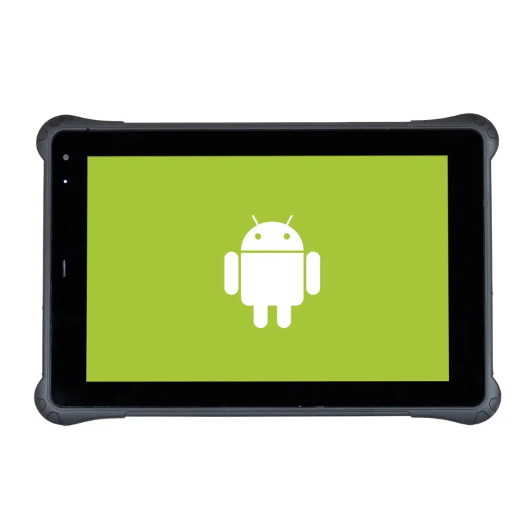 Maple Systems RT1310B, 10" Rugged Tablet with Android 16 OS Front View with Android logo