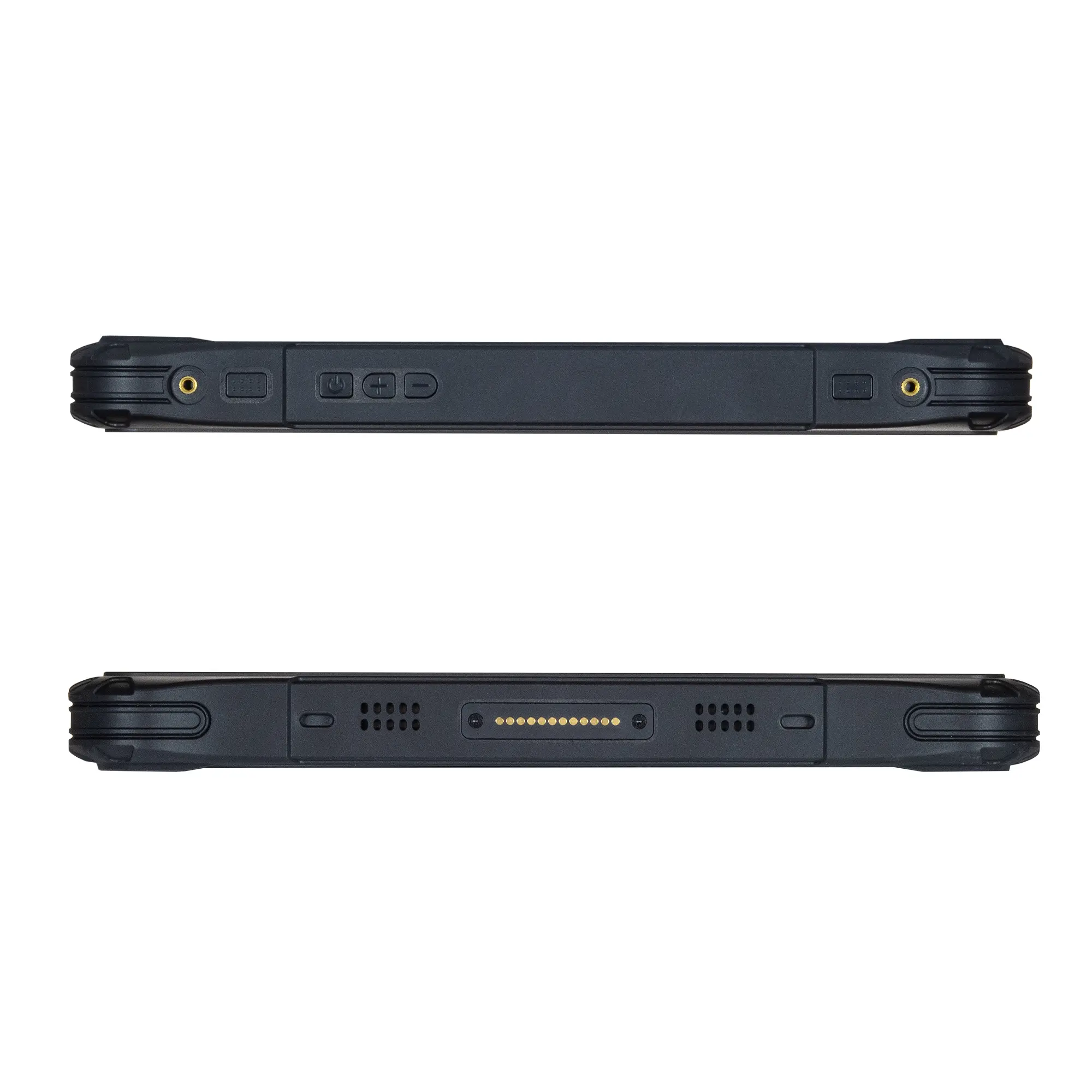 Maple Systems RT1310B, 10" Rugged Tablet with Android 16 OS top and bottom view, showing some of the available IO