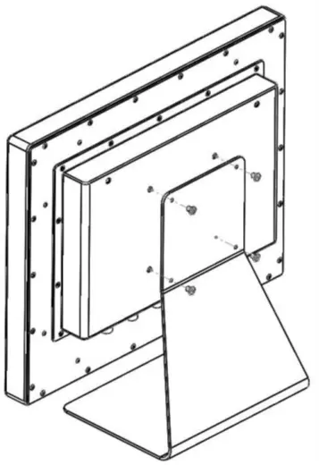 Illustration shoing the AEX Series attached to a VESA mount style stand.