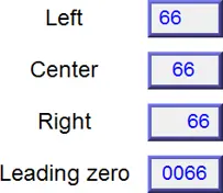 Illustration of the different font alignment settings and how they appear within the object.