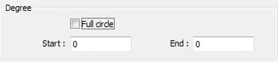 Start and End degrees are set manually when [full circle] option is not enabled