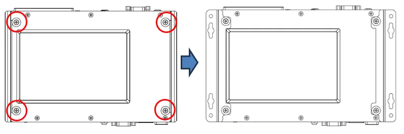 Installling the Mounting brackets onto the IPC2400 Series IPC2400A wall mounting illustration showing the mounting brackets attached to both sides of the chassis using the supplied hardware.